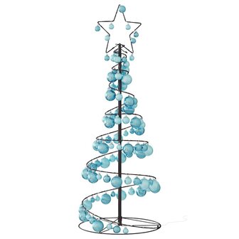 Kerstboom lichtkegel met kerstballen 80 LED&amp;apos;s warmwitte 120 cm 5