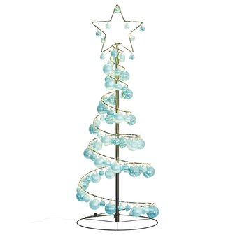 Kerstboom lichtkegel met kerstballen 80 LED&amp;apos;s warmwitte 120 cm 7