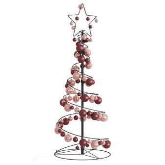 Kerstboom lichtkegel met kerstballen 80 LED&amp;apos;s warmwitte 120 cm 1