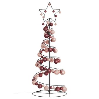 Kerstboom lichtkegel met kerstballen 80 LED&amp;apos;s warmwitte 120 cm 3