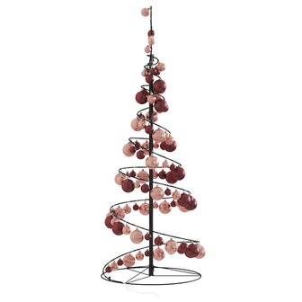 Kerstboom lichtkegel met kerstballen 80 LED&amp;apos;s warmwitte 120 cm 4