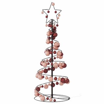 Kerstboom lichtkegel met kerstballen 80 LED&amp;apos;s warmwitte 120 cm 5