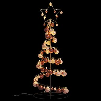 Kerstboom lichtkegel met kerstballen 80 LED&amp;apos;s warmwitte 120 cm 6