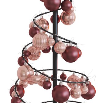 Kerstboom lichtkegel met kerstballen 80 LED&amp;apos;s warmwitte 120 cm 9