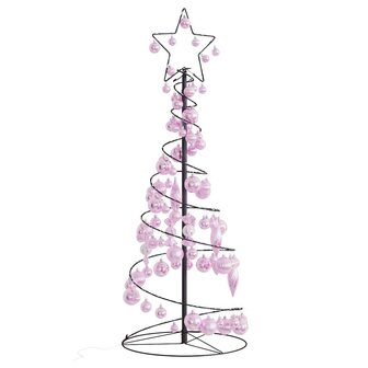 Kerstboom lichtkegel met kerstballen 80 LED&amp;apos;s warmwitte 120 cm 1