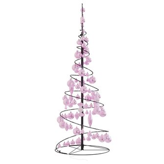 Kerstboom lichtkegel met kerstballen 80 LED&amp;apos;s warmwitte 120 cm 4