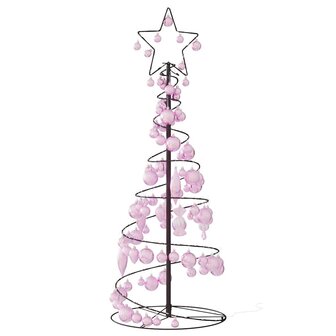 Kerstboom lichtkegel met kerstballen 80 LED&amp;apos;s warmwitte 120 cm 5