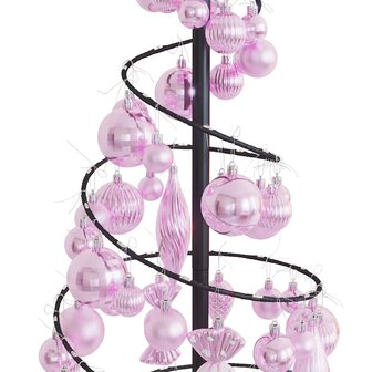 Kerstboom lichtkegel met kerstballen 80 LED&amp;apos;s warmwitte 120 cm 9