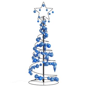 Kerstboom lichtkegel met kerstballen 80 LED&amp;apos;s warmwitte 120 cm 3