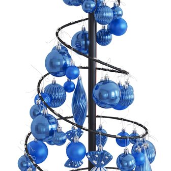 Kerstboom lichtkegel met kerstballen 80 LED&amp;apos;s warmwitte 120 cm 9