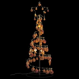 Kerstboom lichtkegel met kerstballen 80 LED&amp;apos;s warmwitte 120 cm 6