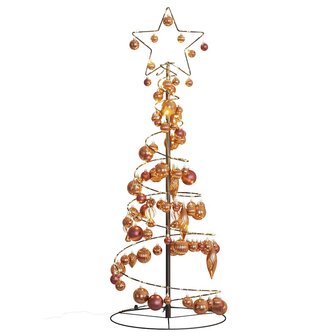 Kerstboom lichtkegel met kerstballen 80 LED&amp;apos;s warmwitte 120 cm 7