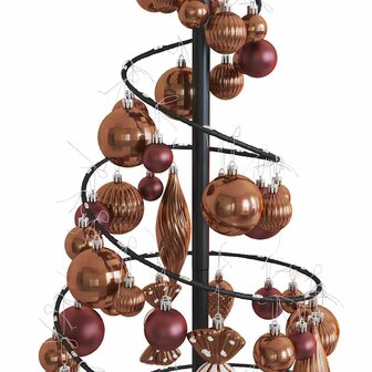 Kerstboom lichtkegel met kerstballen 80 LED&amp;apos;s warmwitte 120 cm 9