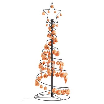 Kerstboom lichtkegel met kerstballen 80 LED&amp;apos;s warmwitte 120 cm 1