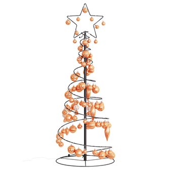 Kerstboom lichtkegel met kerstballen 80 LED&amp;apos;s warmwitte 120 cm 3