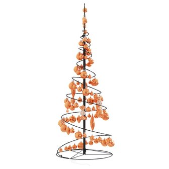 Kerstboom lichtkegel met kerstballen 80 LED&amp;apos;s warmwitte 120 cm 4