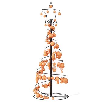 Kerstboom lichtkegel met kerstballen 80 LED&amp;apos;s warmwitte 120 cm 5