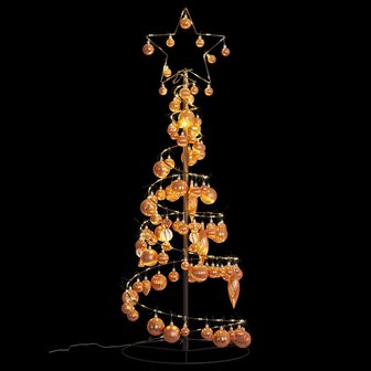 Kerstboom lichtkegel met kerstballen 80 LED&amp;apos;s warmwitte 120 cm 6