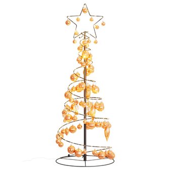 Kerstboom lichtkegel met kerstballen 80 LED&amp;apos;s warmwitte 120 cm 7