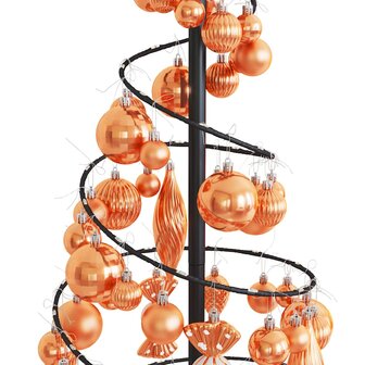 Kerstboom lichtkegel met kerstballen 80 LED&amp;apos;s warmwitte 120 cm 9