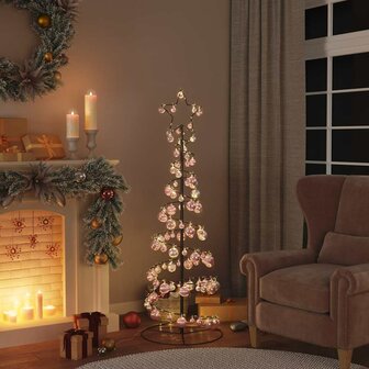 Kerstboom lichtkegel met kerstballen 100 LED&amp;apos;s warmwitte 150 cm 2