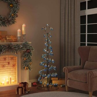 Kerstboom lichtkegel met kerstballen 100 LED&amp;apos;s warmwitte 150 cm 2