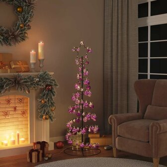 Kerstboom lichtkegel met kerstballen 100 LED&amp;apos;s warmwitte 150 cm 2