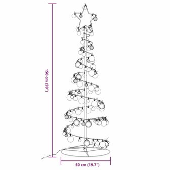 Kerstboom lichtkegel met kerstballen 100 LED&amp;apos;s warmwitte 150 cm 10