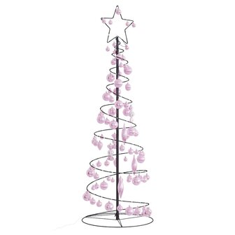 Kerstboom lichtkegel met kerstballen 100 LED&amp;apos;s warmwitte 150 cm 1