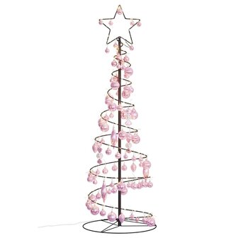 Kerstboom lichtkegel met kerstballen 100 LED&amp;apos;s warmwitte 150 cm 7