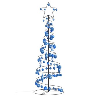 Kerstboom lichtkegel met kerstballen 100 LED&amp;apos;s warmwitte 150 cm 3