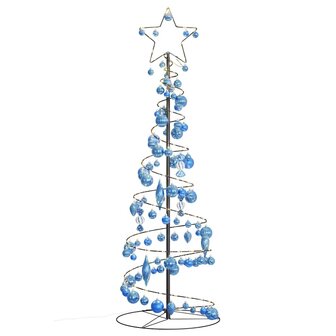 Kerstboom lichtkegel met kerstballen 100 LED&amp;apos;s warmwitte 150 cm 7