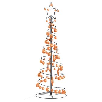 Kerstboom lichtkegel met kerstballen 100 LED&amp;apos;s warmwitte 150 cm 1