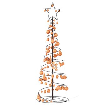 Kerstboom lichtkegel met kerstballen 100 LED&amp;apos;s warmwitte 150 cm 5