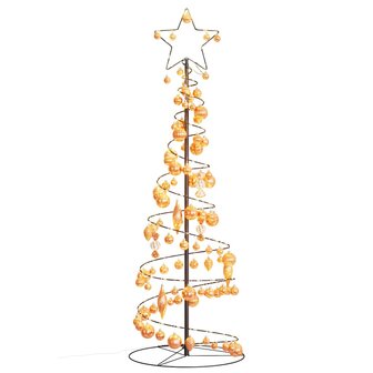 Kerstboom lichtkegel met kerstballen 100 LED&amp;apos;s warmwitte 150 cm 7