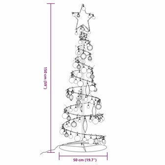 Kerstboom lichtkegel met kerstballen 100 LED&amp;apos;s warmwitte 150 cm 10