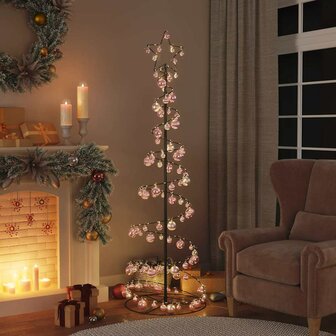 Kerstboom lichtkegel met kerstballen 120 LED&amp;apos;s warmwitte 180 cm 2