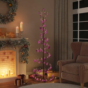 Kerstboom lichtkegel met kerstballen 120 LED&amp;apos;s warmwitte 180 cm 2