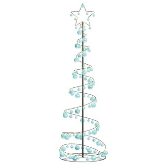 Kerstboom lichtkegel met kerstballen 120 LED&amp;apos;s warmwitte 180 cm 7