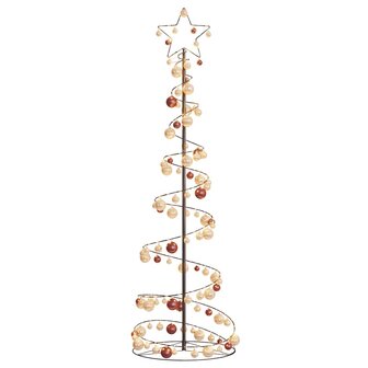 Kerstboom lichtkegel met kerstballen 120 LED&amp;apos;s warmwitte 180 cm 7