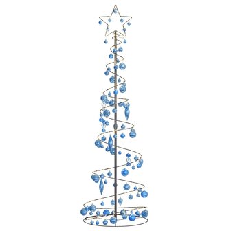 Kerstboom lichtkegel met kerstballen 120 LED&amp;apos;s warmwitte 180 cm 7