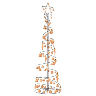 Kerstboom lichtkegel met kerstballen 120 LED&amp;apos;s warmwitte 180 cm 5