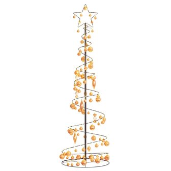 Kerstboom lichtkegel met kerstballen 120 LED&amp;apos;s warmwitte 180 cm 7