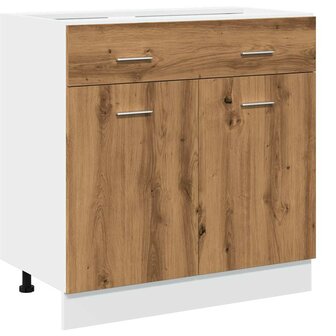 Onderkast met lade 80x46x81,5 cm bewerkt hout artisanaal eiken 2