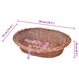 Hondenmand/huisdierenbed 50 cm natuurlijk wilgen 5