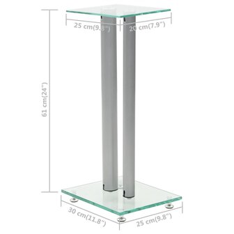 Speakerstandaarden zuil-ontwerp gehard glas zilver 2 st 7