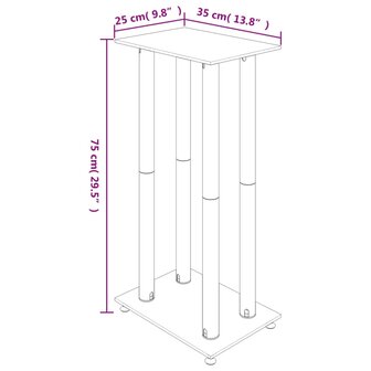 Luidsprekerstandaards 2 st 4 pijlers gehard glas zilverkleurig 8