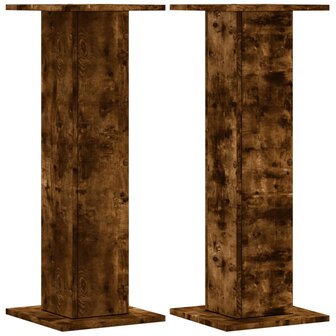 Speakerstandaards 2 st 30x30x80 cm bewerkt hout gerookt eiken 2