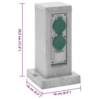 Tuinstopcontact grondpin 4-wegs steen-look 16x16x29,5 cm grijs 9