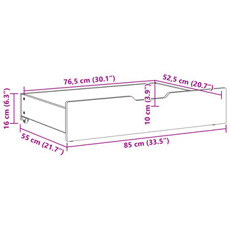 Bedlades 2 st met wieltjes 85x55x16 cm massief grenenhout 8